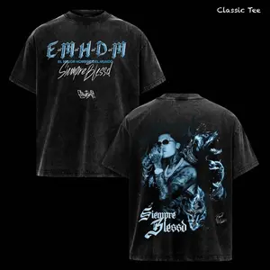 Blessd Siempre Blessed Shirt – EMDM Latin Trap Reggaeton Artist Graphic Tee, El Mejor Hombre Del Mundo Quote, Blue Dark Aesthetic Double Sided Print, Vintage Acid Washed Oversized T Shirt, Heavyweight Cotton Unisex Streetwear, Gift for Music Fans 4L7