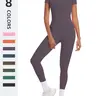 Women's 2-Piece Yoga Workout Set, Solid Color Short-Sleeve Tee & High-Waisted Leggings, Breathable Activewear Clothing for Gym & Running, All Seasons Sportswear, Women Workout Clothes