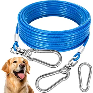 Dog Tie Out Cable - Heavy Duty Dog Chain for Yard, Blue/Purple/Green/Pink Outdoor Tether & Leash, 10/15/20/30Ft, Lead for Dogs Outside