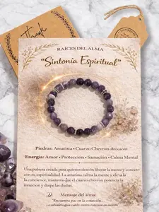Spiritual Harmony / Amethyst and Chevron Amethyst Bracelet 8mm