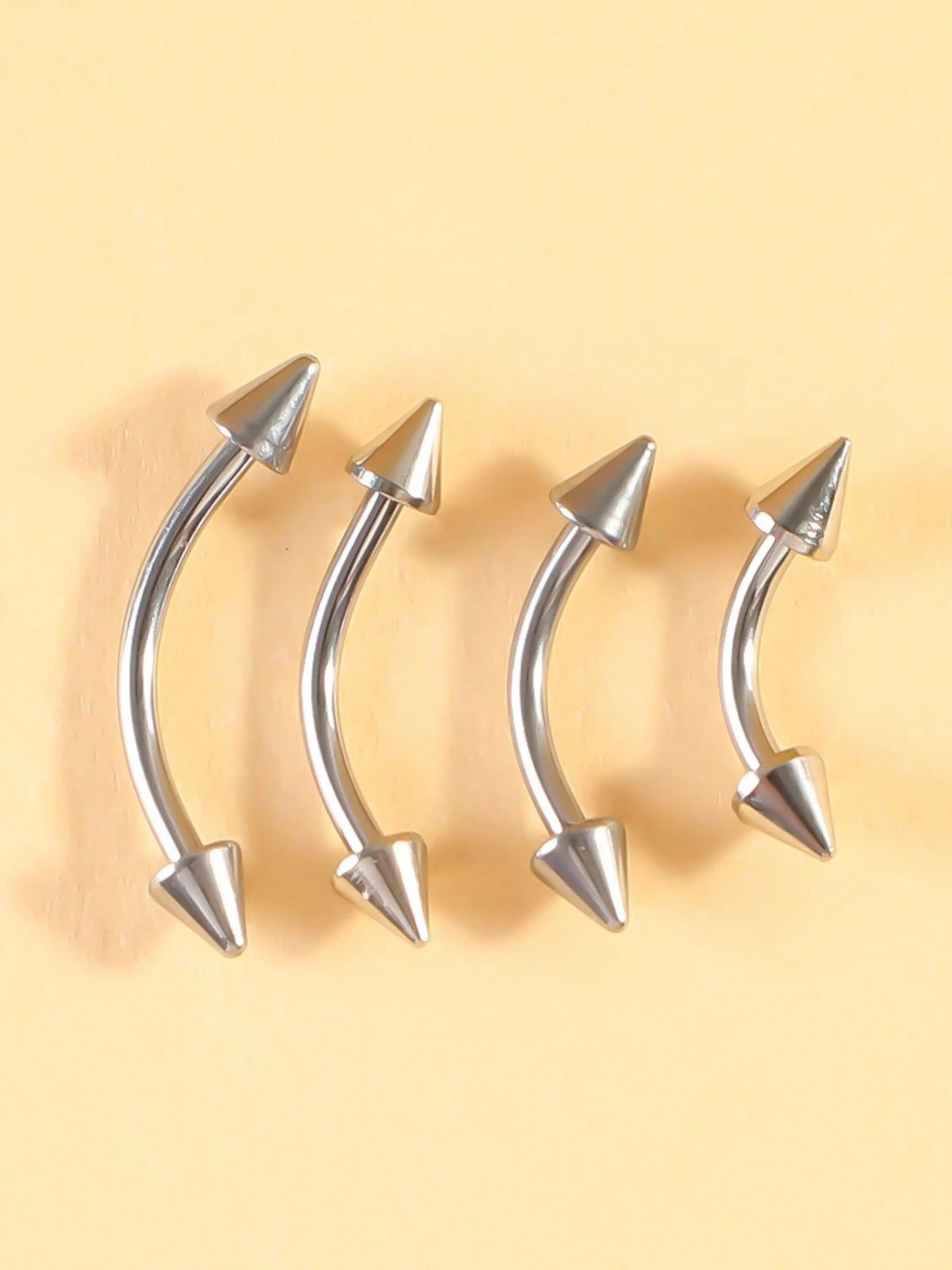 4pcs/set Eyebrow Piercing Jewelry Set, Curved Barbell & Labret Design, Punk Style Stainless Steel, Ideal for Ear Nose Mouth Lip Rings Navel Rings Eyebrow Rings Body Piercings, Body Jewelry Accessory