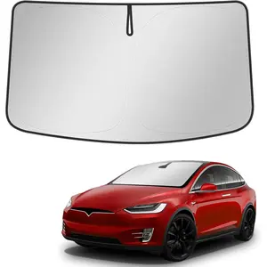 BASENOR Upgraded Sunshade for Tesla Model X Windshield Sunshade Folding Sun Visor Protector (Proprietary Design) Sun Shade Cover with a Storage Bag Fit Model X 2021-2026