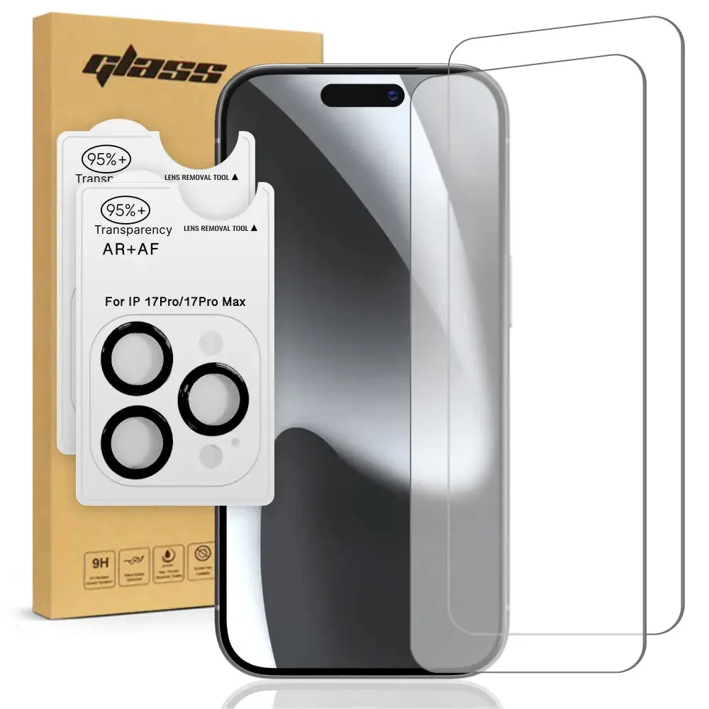 Rome Tech 2.5D Tempered Glass Screen Protector for Apple iPhone 17 Pro & Max 9H Hardness 95%+ Transparency AR+AF Anti-Fingerprint Easy Installation - Protection