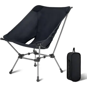 Portable Camping Chair Plus, Larger & Roomier, Compact and Lightweight Still, Folding Chair  Backpacking & Hiking, 330Lbs Capacity (Black)