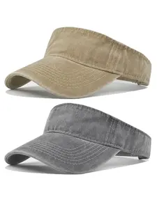 2pcs Vintage Wide Brim Sun Visor Sun Protection Hats for Women Men Cotton Adjustable Fit Sports Empty Top Baseball Sun Caps