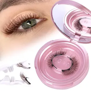 Brown Magnetic Eyelashes Natural Look Magnetic Lashes Applicator Wispy Cat Eye Lashes 4 Magnets No Glue Eyeliner Eyelashes Extensions Cosmetic Makeup