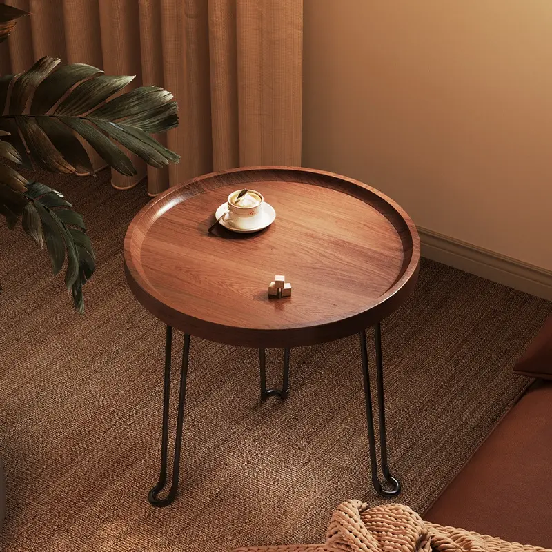 VDXGHU Foldable Round Top Coffee Table - 50cm x 46cm Iron Legs, Modern Homes Living Room Furniture, Sofa Side Table for Living Room Decor