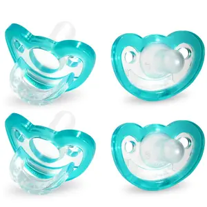USA Made Medical Grade Pacifier 0-3 Months 4 Pack Naturally Shaped BPA Free Light Blue Newborn Baby Soother Suitable for Newborns and Older Widely Used in NICUs Worldwide
