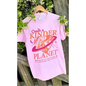 Tees2urdoor Women's "Create A Gentler Planet" Statement Streetwear Short-Sleeve Graphic T-Shirt, Soft Comfortable Fabric, Stylish Casual Top