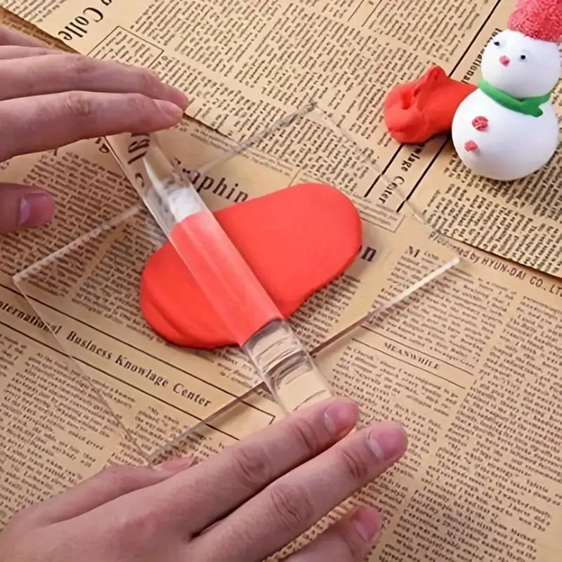 2pcs/set Solid Clay Rolling Pin Acrylic Clay Roller DIY Modelling Clay Tools Accessories, Acrylic Clay Roll Acrylic Sheet for Polymer Clay Roll PinWith Lamina Sheet for DIY Roll Tool for Clay Modeling and Molding, Diy Kit, Clay Sculpting Tools