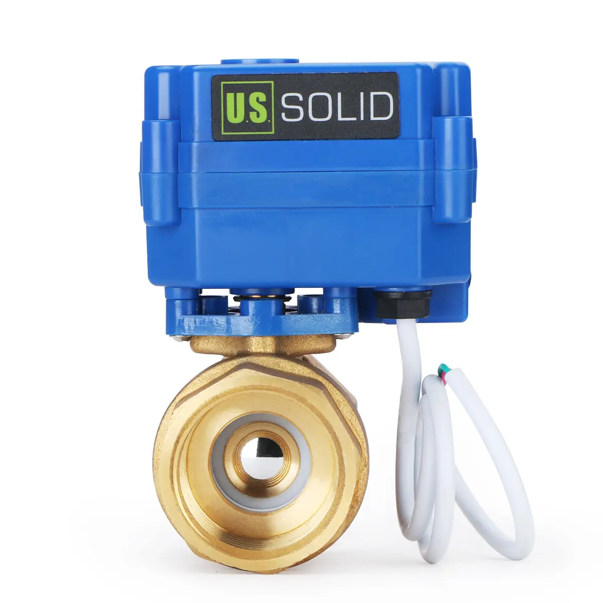 U.S. Solid Motorized Ball Valve 1" Brass Standard Port 9-24V AC/DC 2 Wire Auto Return