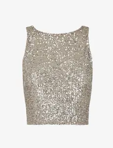 Sequin Mesh Muscle Crop Top