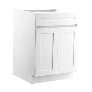 【Summervibes】VEVOR White Shaker Base Cabinet with Drawer, 24-Inch Unassembled Drawer Base Cabinet, 24" W x 24" D x 34.5" H Ready to Assemble Cabinet with Soft-Close Doors and Adjustable Shelf, for Home Office