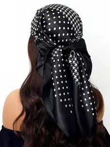 Women's Polka Dot & Houndstooth Print Square Scarf, Fashionable Soft Comfortable Head Scarf for Daily Wear, Casual Versatile Scarf for Women & Girls