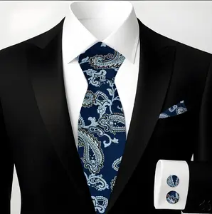 Hupgrades Royal Affair Necktie Pocket Square Cufflinks Set