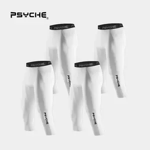 PSYCHE 4-Pack Men’s 3/4 Compression Pants – Compression Underwear for Gym, Workout, Running, Basketball, Squat-Proof, Sweat-Wicking, and Ultra-Breathable