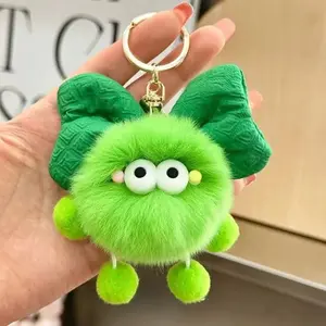 New creative bow small briquettes plush car keychain new small pendant doll bag pendant