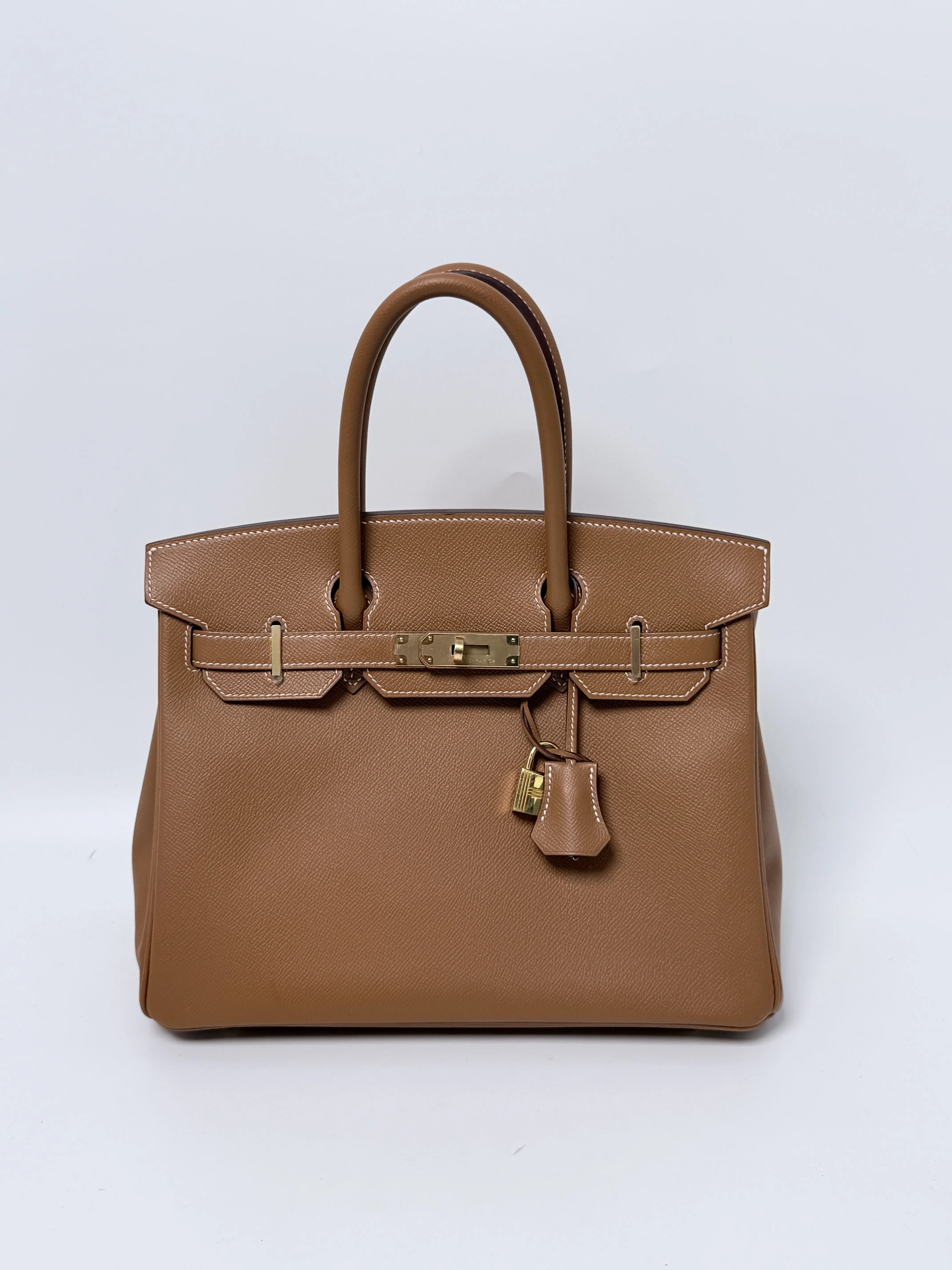 Pre-owned HERMÈS Leather Tote Bags Brown Togo Birkin 30 Top Handle Handbag Shoulder Bag Gold Hardware FJ002HM