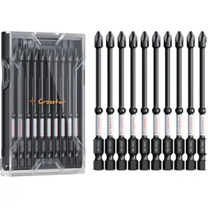 Crosstar 10-Pack 4-Inch #2 Phillips Magnetic Impact Bits, Anti-Slip S2 Steel Screwdriver Drill Bits with CNC Precision Tips & Rustproof Coating for High Torque Drills (Fits M3.5-M5, #5-#10)