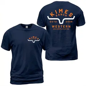 Kimes Ranch Horn Logo T-Shirt, ESTD 2009 Horn Logo Graphic Tee, Kimes Ranch Front Chest Emblem With Large Back Print, Western Ranch Casual Outfit, Soft Cotton Tee Gift For Men and Women