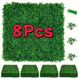 Sunnyglade 8 Pieces 10X10in  Artificial Boxwood Panels Topiary Hedge Plant, Privacy Hedge Screen Sun Protected Suitable for Outdoor, Indoor, Garden, Fence, Backyard and Decor (10in x 10in)