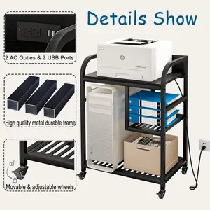 Printer Stand with Power Outlet Mobile Printer Table with Wheels for Home Office Storage and Organization Shelf for Desktop CPU Shredder Deals For You Days