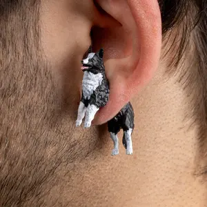 Border Collie Earrings • Hand-Painted • 3D Printed • Quirky • Funny • Weird • Gift
