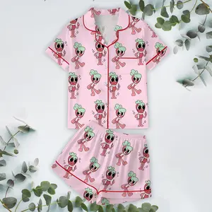 Sprout Dandy’s World Satin Pajamas For Kids, Cute Gaming Sleepwear for Kids and Adult, R0bl0x Dandys World Fan Gift, Gamer Birthday Gift