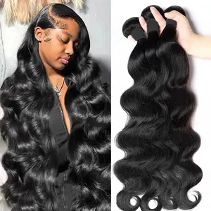 JOPEAR 40 Inch Body Wave Human Hair Bundles 3 4 Pcs Virgin Raw Human Hair Extensions Bundles 100% Unprocessed Double Weft Weave Bundles #Summer