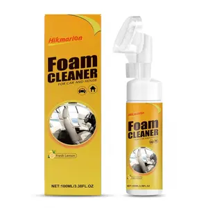 Car Interior Foam Cleaner with Brush Powerful Stain Remover Quick Remove Stubborn Stains Multi-Purpose Surface Cleaner for Leather Seat and House