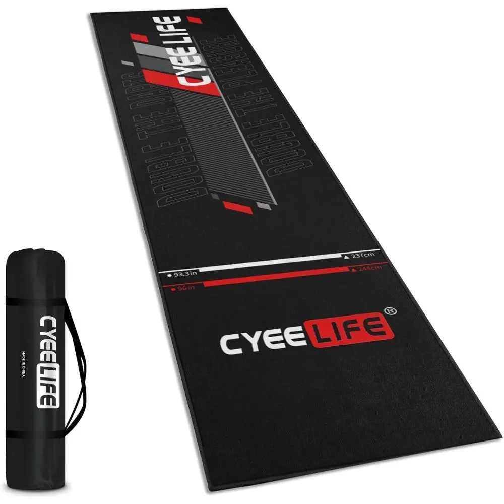 Professional Dart Mat Runner, 297x66cm Rubber-Backed Carpet with Tournament Throw Lines, Non-Slip Protective Floor Cover, Lightweight & Vacuum Cleaner Friendly, Easy to Clean for Home Use