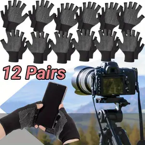 12 Pairs Black Weight Lifting Gloves for Women, Soft and Breathable Workout Gloves for Yoga, Rowing and Cycling - Home Improvement.