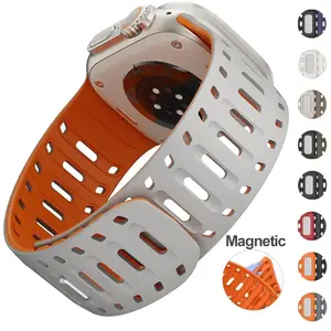 Magnetic Strap For Apple Watch Ultra 2 49mm 44mm 45mm 46mm 42mm Belt Silicone Bracelet iWatch Series 11 10 8 7 6 5 9 Se 40mm Bands