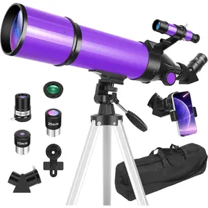 Telescope, Telescope for Adults &  & Astronomy Beginners, 80mm Aperture 600mm Portable Refractor Telescopes Fully Multi-Coated Optics with AZ Mount Tripod, Phone Adapter and Moon Filter