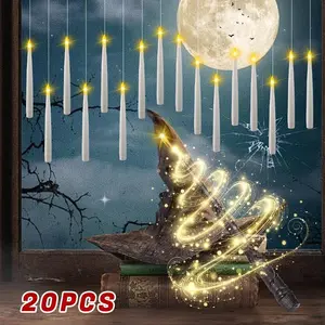 10.8" Floating Candles with Magic Wand Remote Timer, Flameless Taper Candles Flickering Battery Operated, LED Electric Hanging Window Candles (12 Pack)