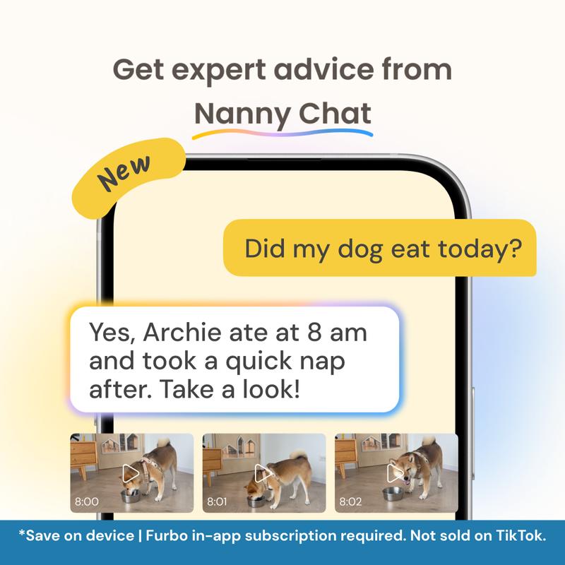 Furbo 360° Dog Camera [Nanny Edition - Unlock with Subscription] Home Security Smart Dog Camera, Barking & Safety Alerts, Pet Camera with Speaker, Smart Home Indoor Puppy Cam w Phone App & Color Night Vision - 3mo Minimum Subscription Required