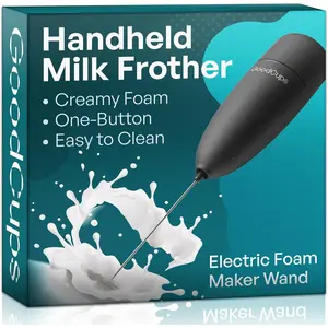 Handheld Electric Milk Frother with Stainless Steel Whisk Battery Powered Mini Foam Mixer for Coffee Matcha Lattes Cappuccinos Black
