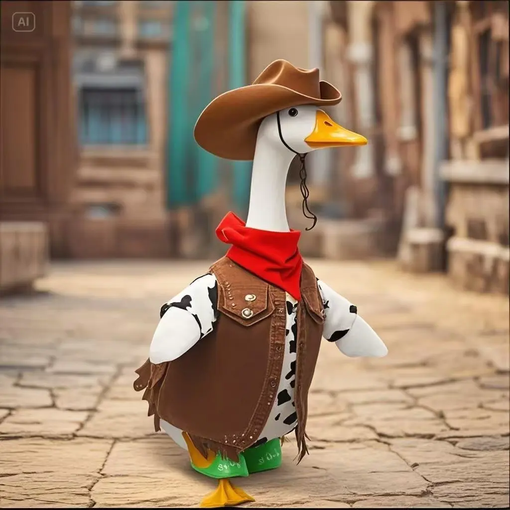 New Summer Style Porch Goose Decoration, Tall Goose Costume, Western Cowboy Pants, 23.60 Inch Porch Goose Clothes Decor, Bird Decorations