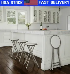 Padded 24 Inch Cushioned Folding Stool White 300 Pound Limit