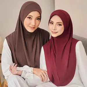 1pc elegant women's instant hijab-breathable polyester, elastic fit, solid color, religious headscarf, hand washable-perfect for Ramadan & casual attire, hijab scarf