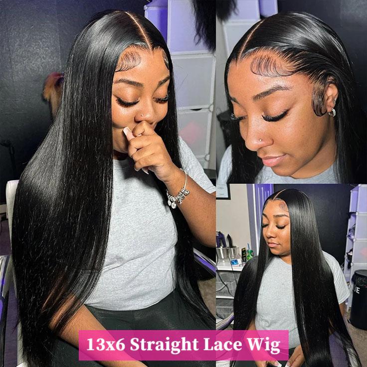 MYLOCKME Transparent Lace 13x6 Bone Straight Frontal Human Hair Wigs For Black Women Brazilian 13x4 Straight Lace Frontal Wig Natural Color Hair Wigs 180Density blackfriday