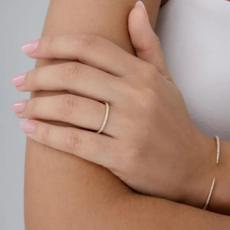 PAVOI 14K Gold Plated Solid 925 Sterling Silver CZ Simulated Diamond Stackable Ring Eternity Bands for Women PAVOI 14K Gold Plated Solid 925 Sterling Silver CZ Simulated Diamond Stackable Ring Eternity Bands for Women