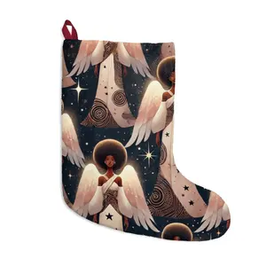 Afro Angel Christmas Stocking Futuristic and Elegant Holiday Decor Elegant Christmas Stockings, Luxurious Holiday Decor,  Christmas Gifts