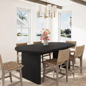 70.8'' Modern Oval Dining Table for 6-8 – Farmhouse Style, Double Pedestal, Thick Wood Construction – Perfect for Home, Apartment, Reception Room – Classic Gray