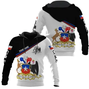 Custom Digital Print Name Chile National Emblem Map Hoodies - Men's Pullovers, Women's/Kid's Chilean Flag Flower Sweatshirts Tracksuit