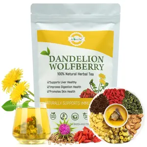 21 Teabags Dandelion Wolfberry Tea, Natural Liver Tea with Dandelion, Chrysanthemum, Wolfberry, Cassia Seed, Licorice, Orange Peel, Gardenia, Dandelion Root Tea