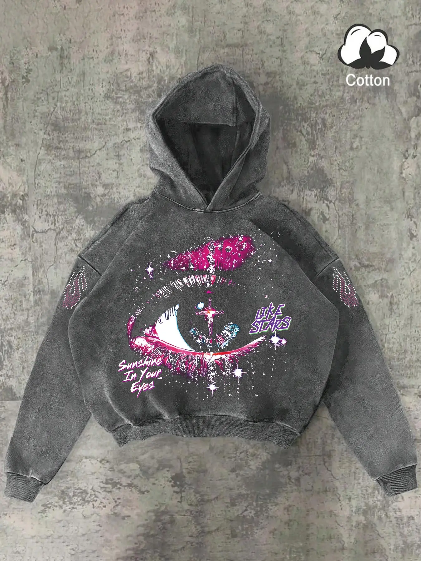 Men's Vintage Letter, Eye & Graphic Print Hoodie, Fashion Hoodies, Long Sleeve, Casual Fitted Sweatshirt, Graphic Streetwear Clothing, Streetwear, Hip Hop, Rap, Gym, Outdoor, Fall & Winter, Casual Hooded Sweatshirt