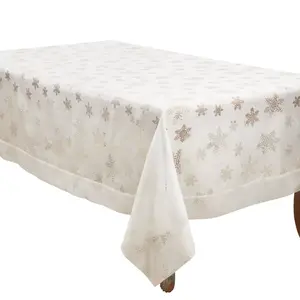 Saro Lifestyle Christmas Tablecloth With Burnout Snowflakes, White, 70" x 140"