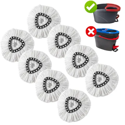 Microfiber Mop Pads, 4/8 Pack Universal Triangular Snap-on Refills for Rotating Floor Mops, 5.7 Inches Sturdy Absorbent, Machine Washable No Bucket Home Cleaning Supplies (Daily Use)