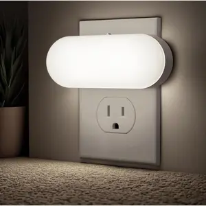 F-DLP17 Plug in Night Light with Dusk to Dawn Sensor Night Lights Plug into Wall, Night Lights 2Pack, Adjustable Brightness, Daylight White Night Light for Kids 1W for Bedroom, Bathroom Stair